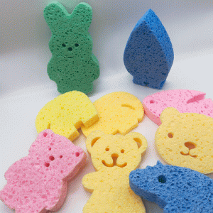 Small bear shape cleaning sponge Magic bathing sponge Cellulose sponge bio degradable